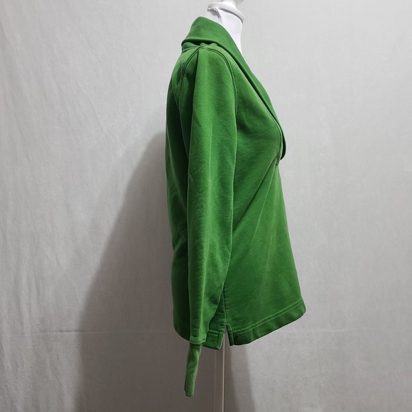 LL Bean Women's Sweatshirt Size XS Green Collared V Neck Cotton Casual - Picture 3 of 8